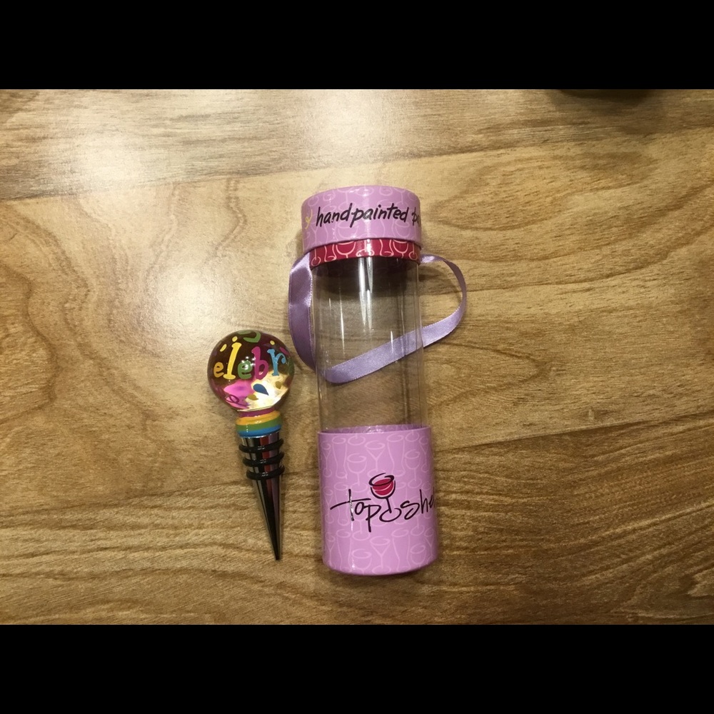 Topshelf Celebrate Hand Painted Wine Stopper NEW